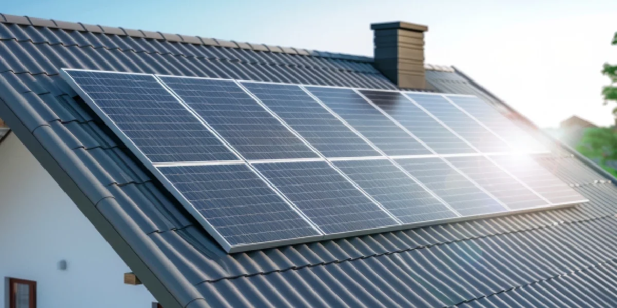 Solar panels installed on the roof of a house in Bluffdale, Utah Solar panels installed on the roof of a house in Bluffdale, Utah
