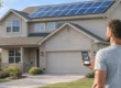 Home with rooftop solar panels generating electricity for net metering energy savings