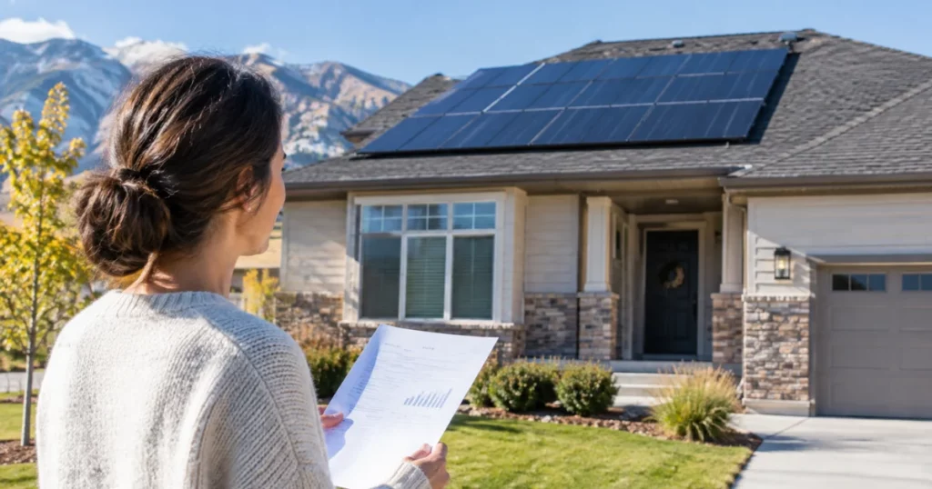 Utah home with rooftop solar panels illustrating solar incentives and energy savings in 2026